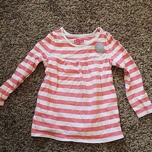 Circo Girls Size 2T Orange White Stripe Long Sleeve Scoop Neck Top